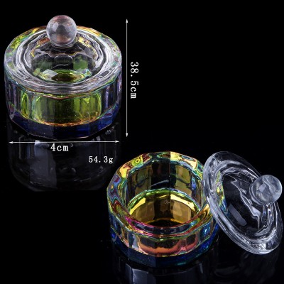 Colorful Acrylic Nail Cup Crystal Bowl Acrylic Powder Liquid Holder Nail Art Glass Dish