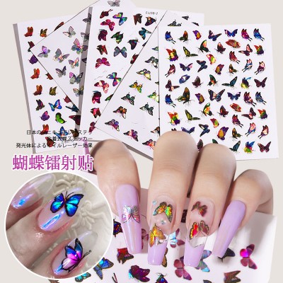 Laser Butterfly Fantasy 3D Nail Decal Stickers Nail Art Decorations Holographic Nail Sticker